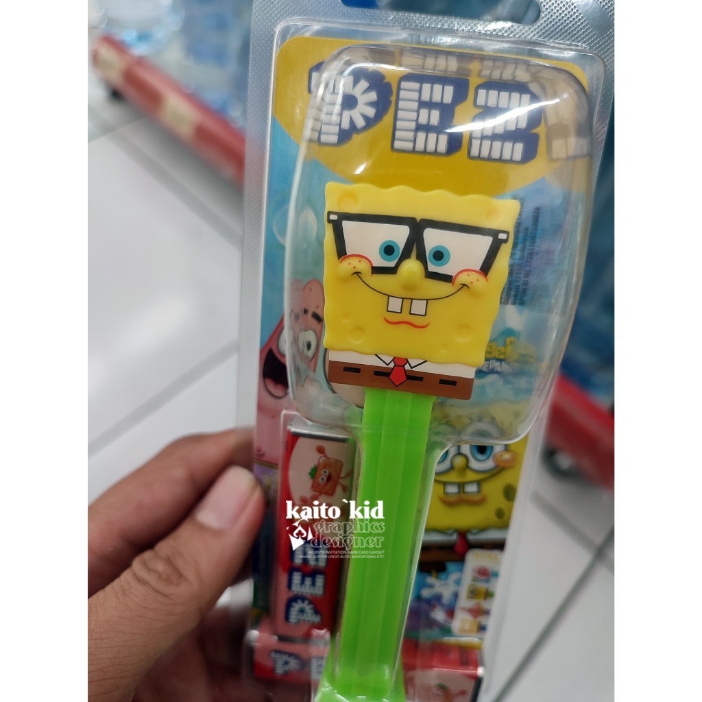 PEZ SPONGEBOB HIJAU Candy Perman Mainan Permen Dispenser dari Alfamidi Alfamart Indomaret