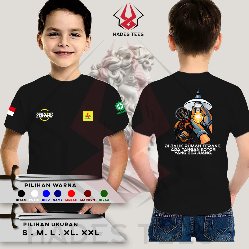 Kaos Baju ANAK Teknisi Listrik PLN - Kaos Combed 30s - Kaos Safety First