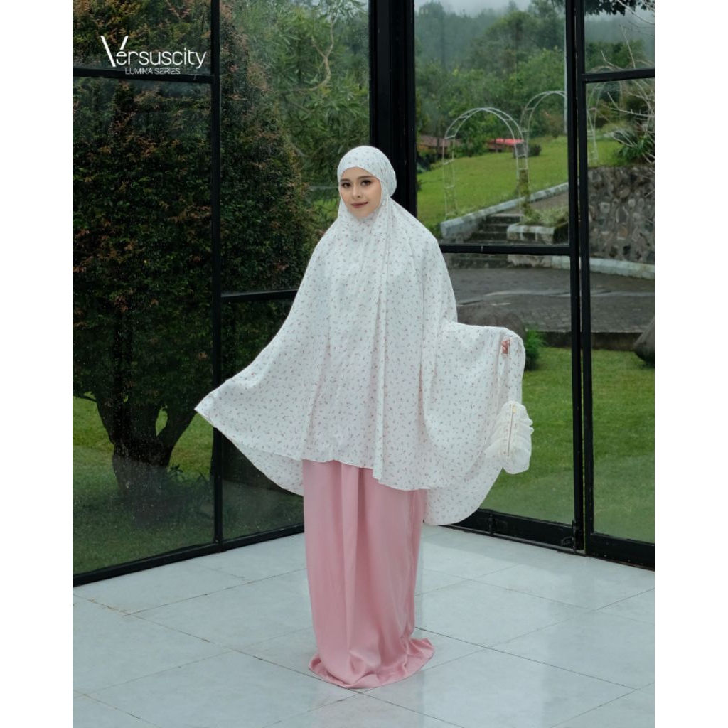 Versuscity Mukena dewasa katun rayon premium Humaira flower pink