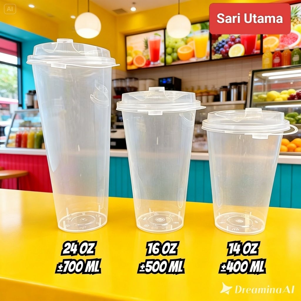 Victory Thinwall Cup Injection + Tutup 400 ml 500 ml 700 ml / Gelas Cup Plastik PP Tutup Injection B