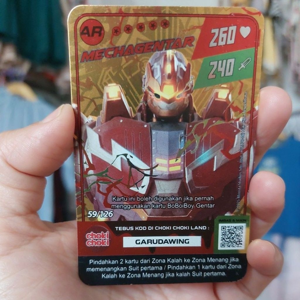 kartu hologram AR boboiboy Mechagentar Solar choki choki