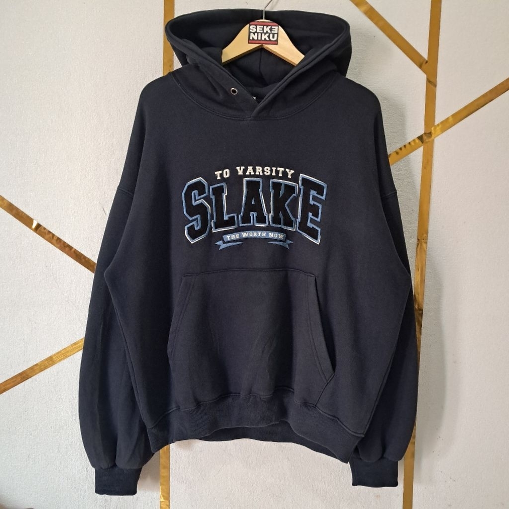 Hoodie THE WORTH NOW TWN SLAKE Bordir Bahan fleece tebal Oversize