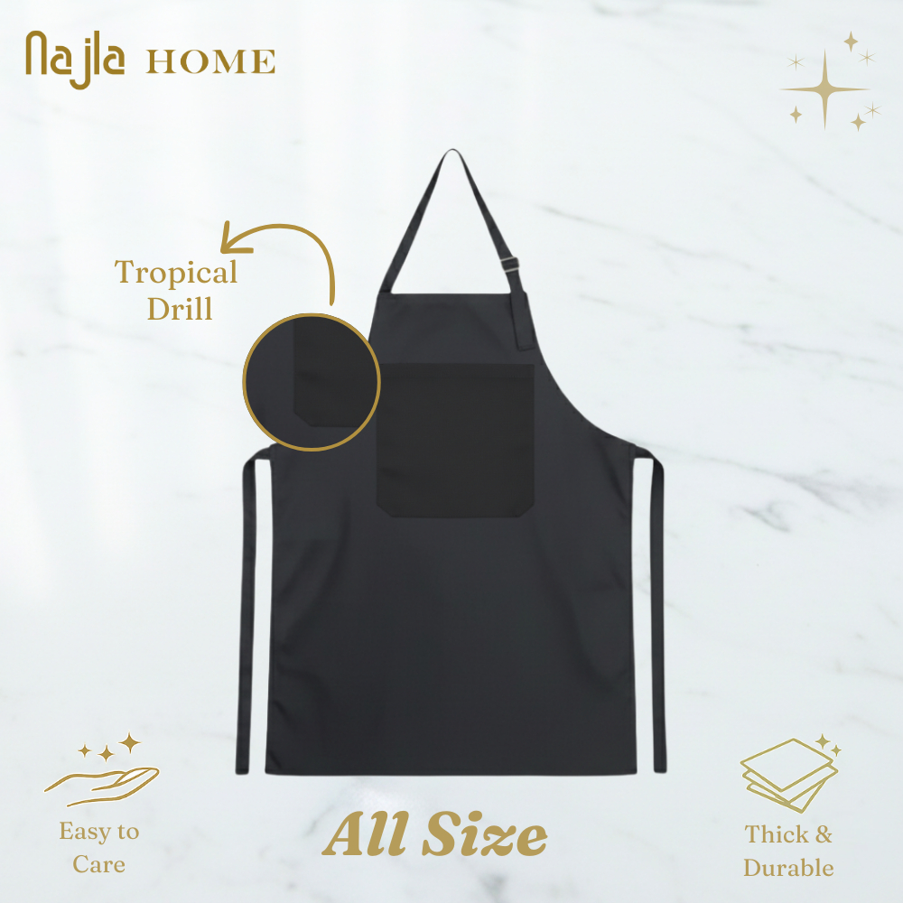 NAJLA HOME - Apron Kitchen Adult All Size | Celemek Masak Barista | Celemek Kain Tebal