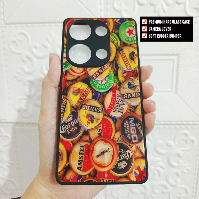 (W12) Hard Glass Case Hp Xiaomi Redmi Note 13 Pro 4G & All Type Soft Rubber Bumper Case Camera Cover