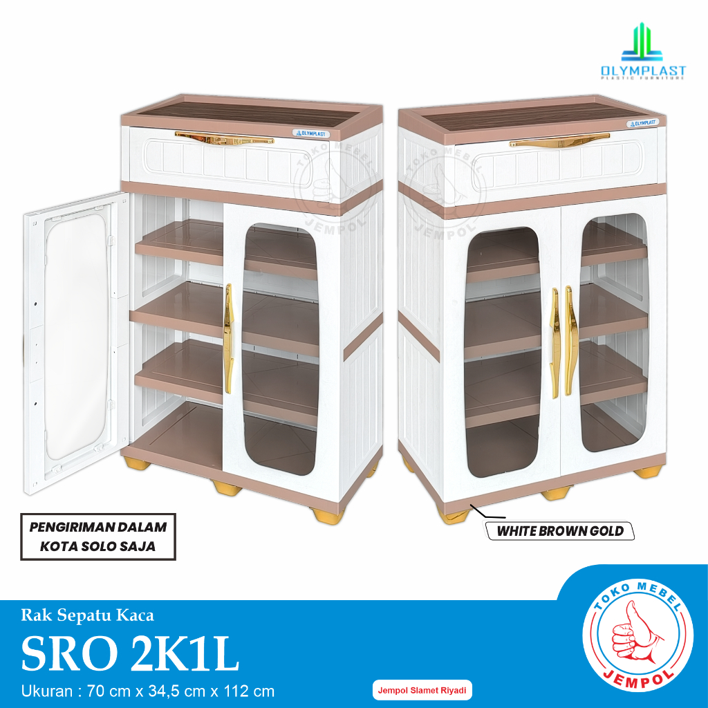 Olymplast SRO 2K1L / Rak Sepatu Plastik / Rak Sepatu Susun Tertutup / Rak Sepatu Kaca