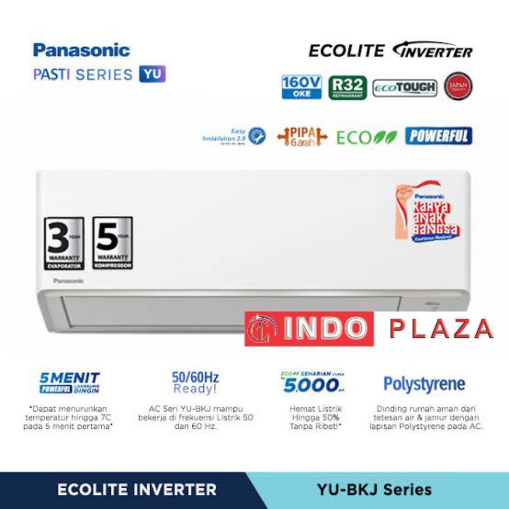 [KHUSUS MEDAN] AC PANASONIC ECOLITE STANDARD INVERTER YU-BKJ 1/2PK | 3/4PK | 1PK SERIES