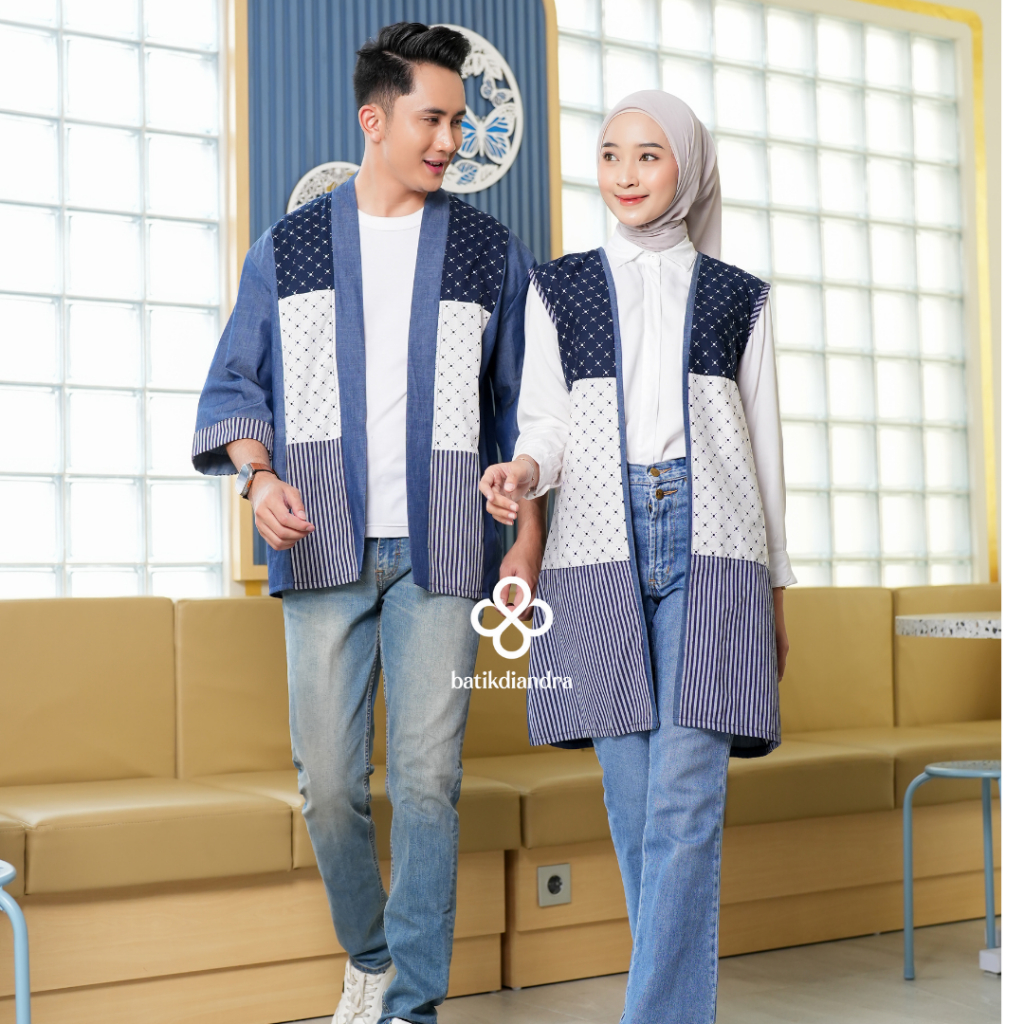 BATIK DIANDRA Anagata Outer Batik Lurik Atasan Pria Wanita Batik Modern Bahan Halus Adem