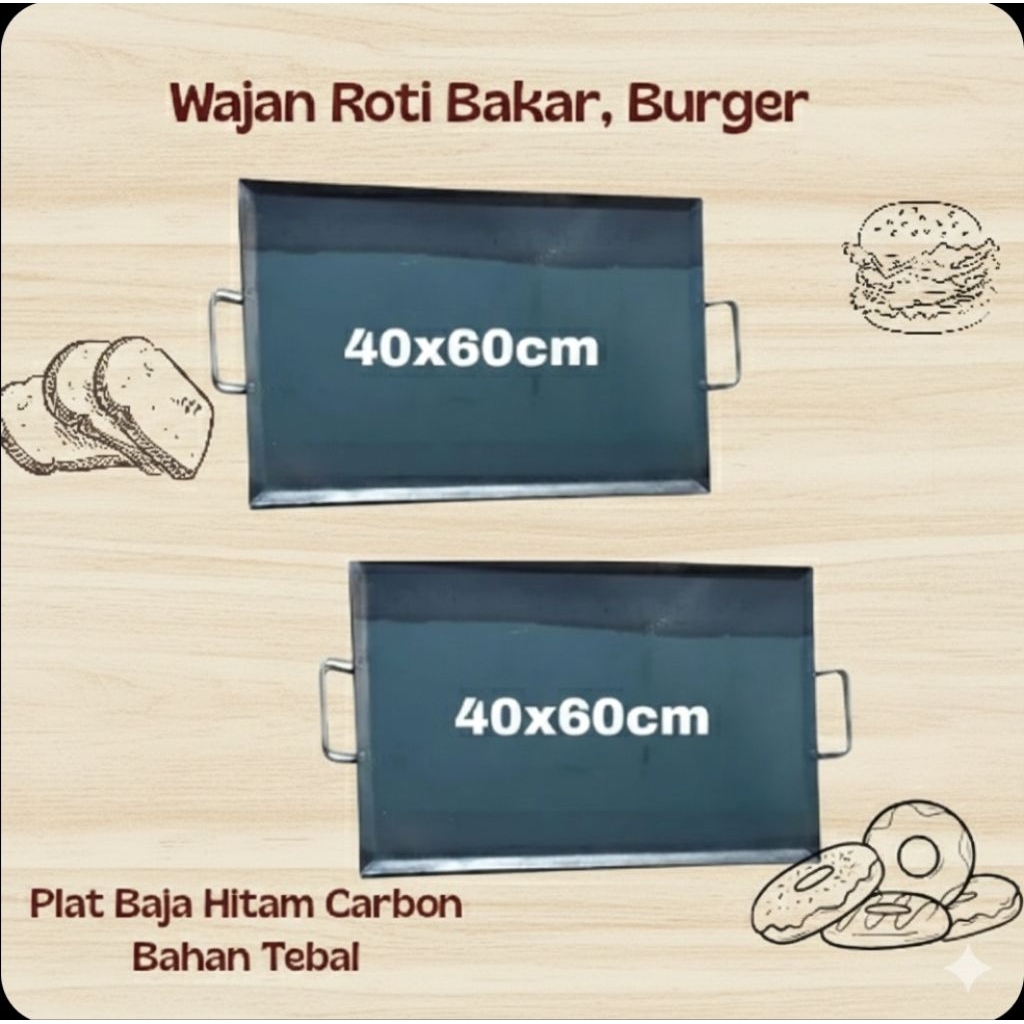 Wajan Roti Bakar / Wajan Kebab / Wajan Baja / Wajan Burger ukuran 40x60 Termurah dan Terlaris