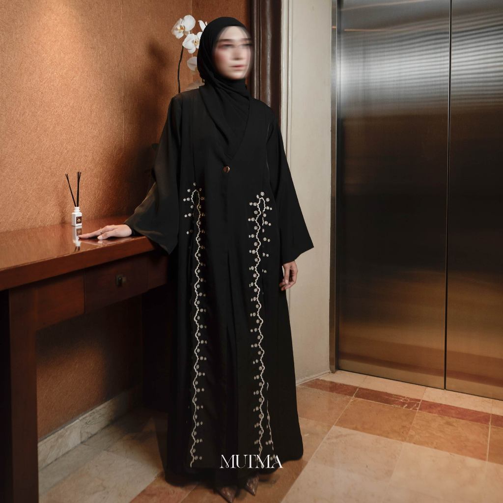 Mutma- IZZAH ABAYA OUTER SAJA- Abaya Outer- Abaya Bordir- Pakaian Muslim Wanita