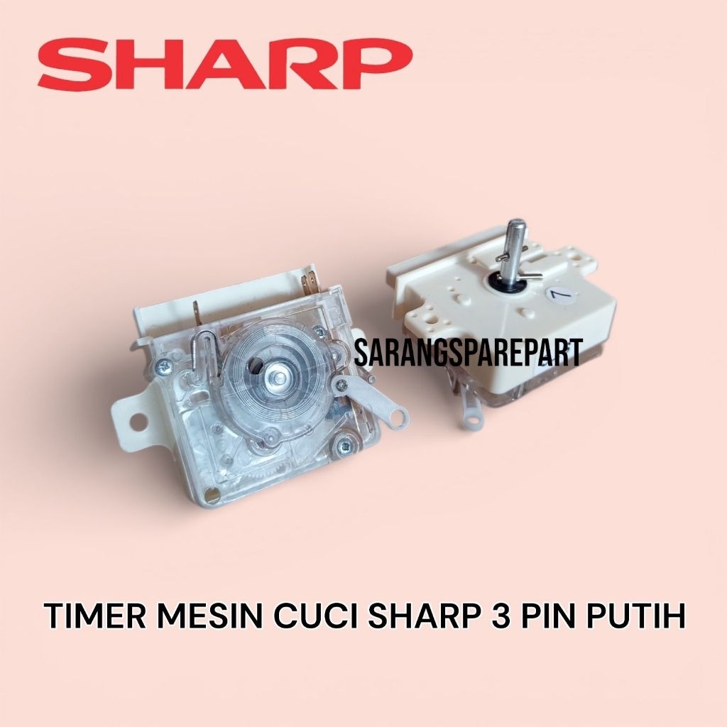 TIMER SOCKET SHARP 3 PIN PUTIH ORIGINAL/ TIMER WASH SHARP 3 PIN PUTIH ORIGINAL / TIMER PENCUCI SHARP