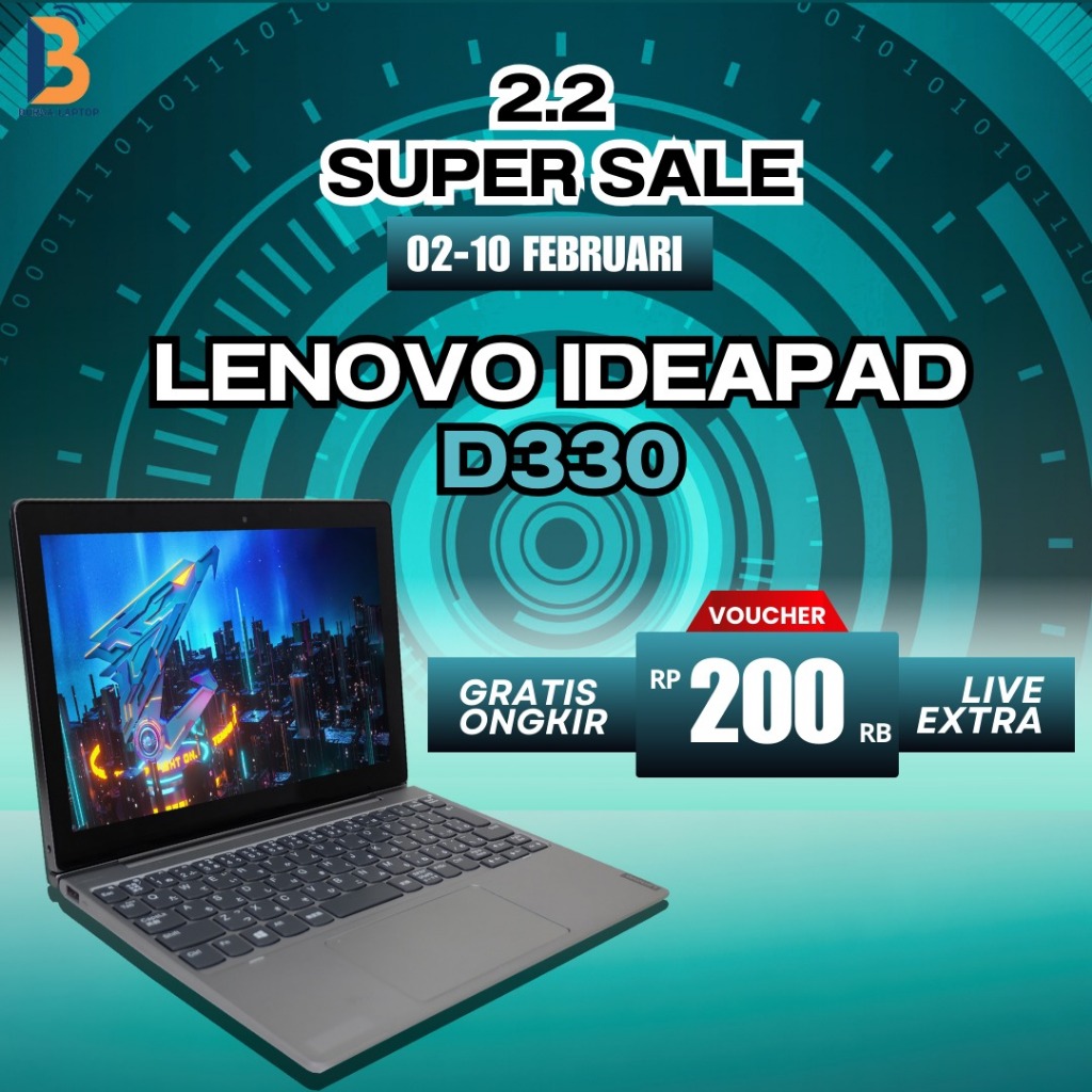 Lenovo Ideapad D330 2in1 Touchscreen Intel Celeron N4000 Siap Pakai Bergaransi