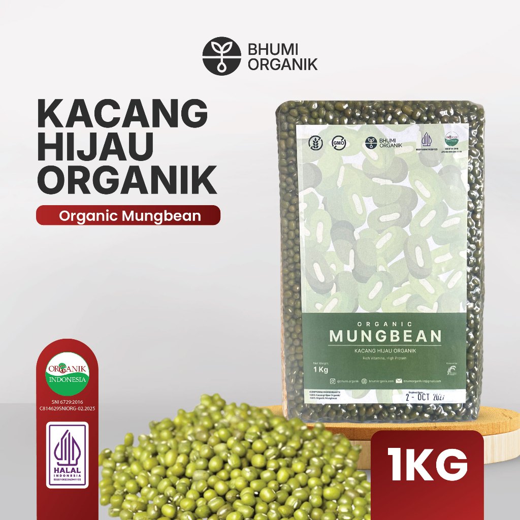 Kacang Hijau Organik Vacuum 1 kg - Ceritanik / Bhumi Organik - Organic Mung Beans - Kacang Hijau Org