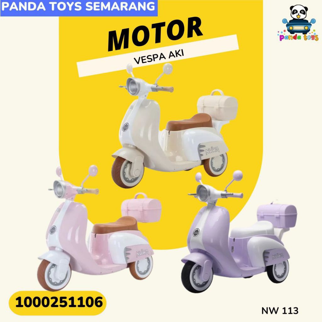 Mainan Motor Aki Vespa Anak Nuwa NW113 Panda toys Semarang MOTOR AKI ANAK SEMARANG