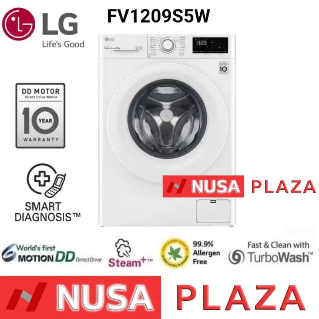 MESIN CUCI LG FRONT LOADING 9 Kg FV1209S5W INVERTER (KHUSUS MEDAN)