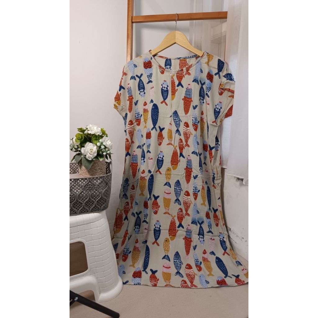 APIK | DINDA DRESS Daster Midi Non Roll Rayon Viscose Busui