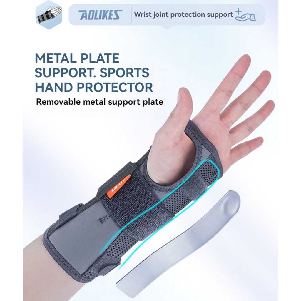 AOLIKES 1684 Wrist Splint Brace Support Splint Carpal Tunnel CTS - Deker Penyangga Pergelangan Tangan Aluminium Support Nyeri Sendi & Keseleo