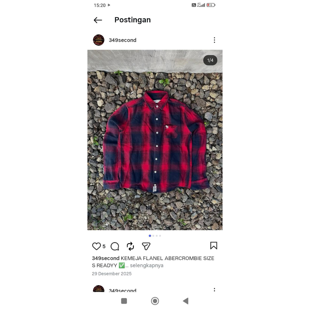 Kemeja Flanel veterano 349Second