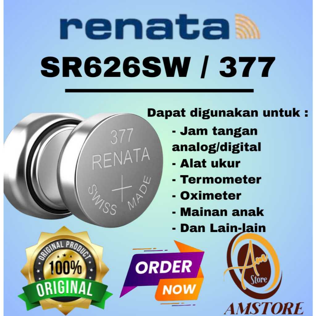 Baterai Renata SR626SW Original Swiss made Baterai 377 SR 626 SW Silver Oxide 1.55 Volt 0% Mercury