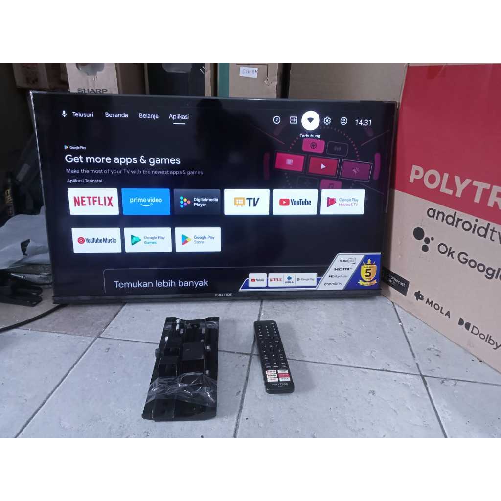 TV LED Polytron 32 inci HD Android TV YouTube Digital TV Kondisi bekas pemakaian 6571F