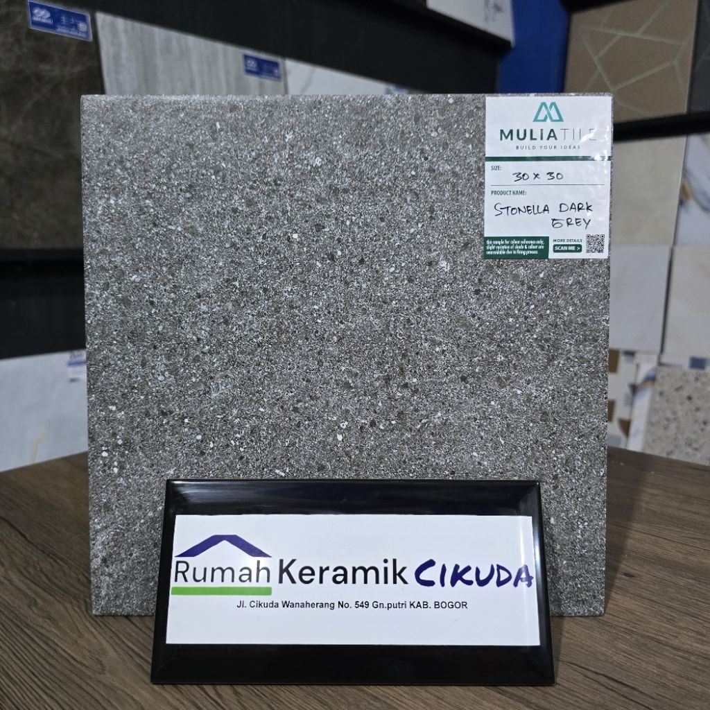 Keramik Lantai Rustic Kasar Mulia Tile 30x30 STONELLA DARK GREY