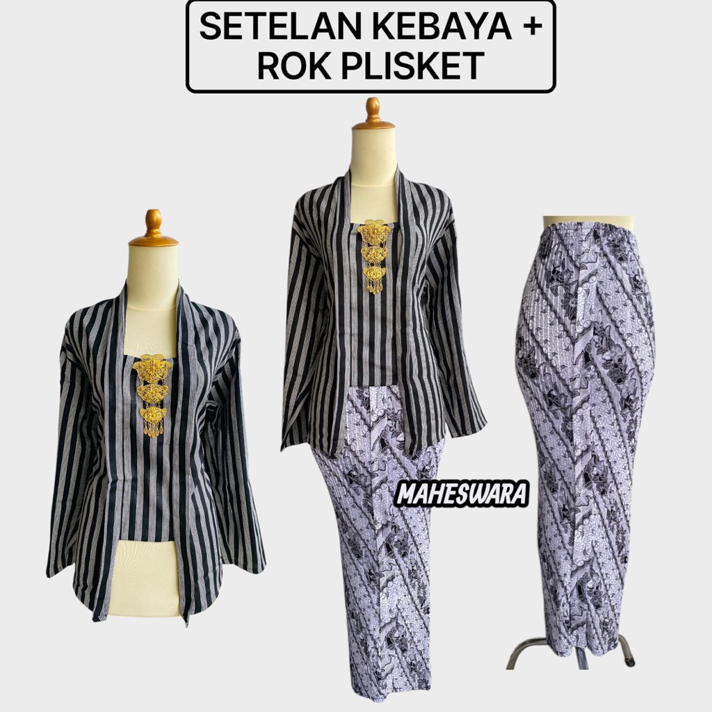 SETELAN KEBAYA ABU + ROK JARIK PLISKET