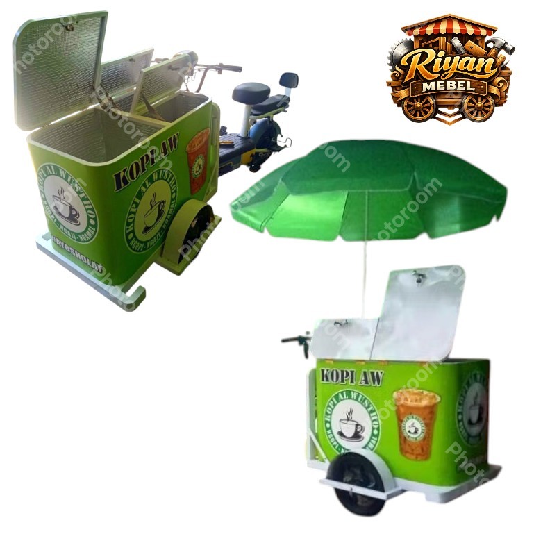 GEROBAK SEPEDA LISTRIK MINUMAN ES KOPI KELILING FREE ONGKIR