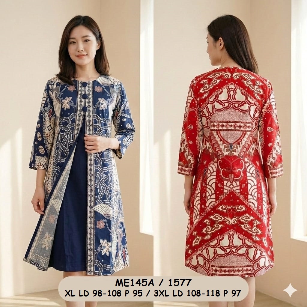 Dress Batik Wanita Tangan Panjang Reg - JUMBO ME145A