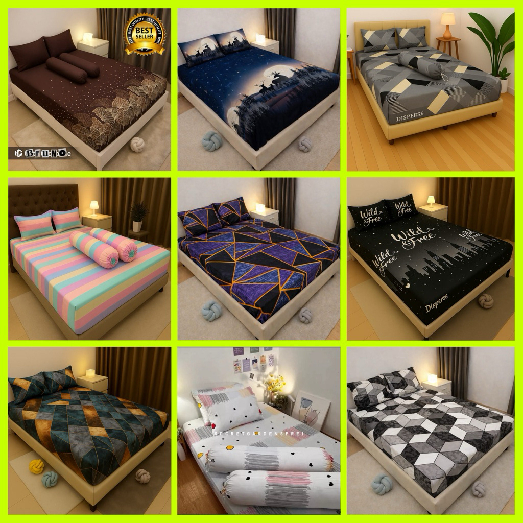 Sprei Homemade motif kotak hitam 160 180 Sprei Karakter Sprei Motif aesthetic Berkualitas