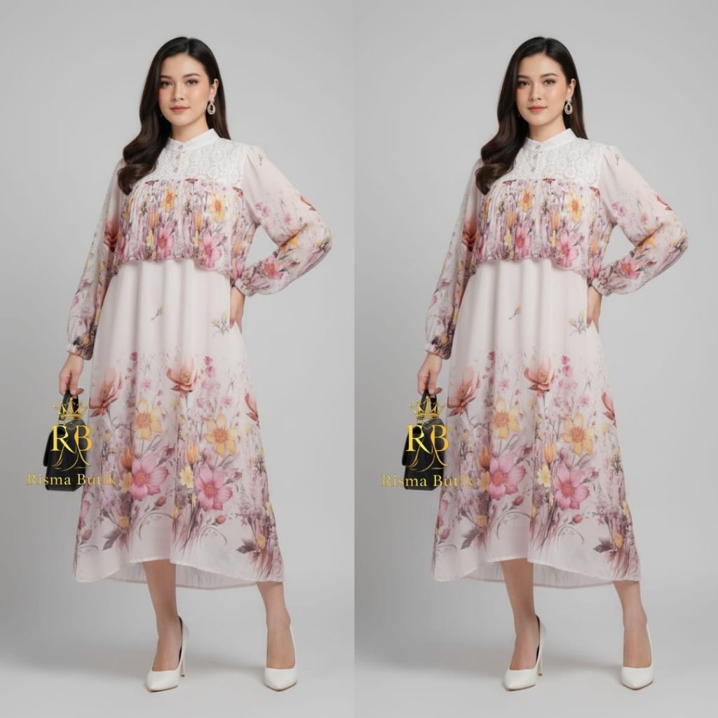 Dress Midi Meijiwang Ceruty Set Hijab