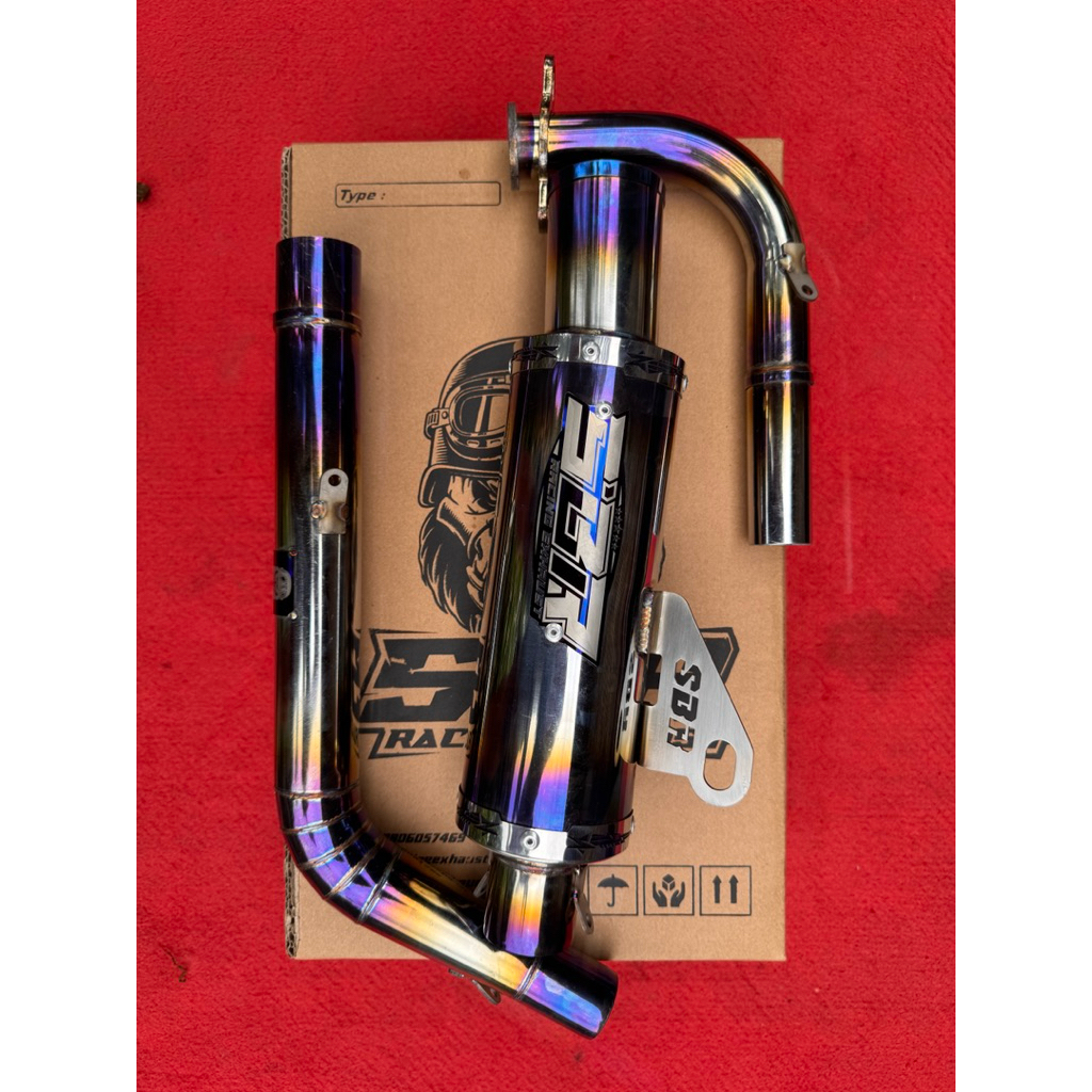 SATU SET KNALPOT CEKLIST RAINBOW V2 ORIGINAL SBR RACING EXHAUST
