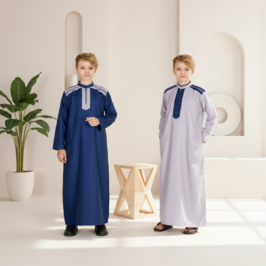 Shakeil Baju Gamis Anak Laki Laki Jubah Putih Anak Laki Laki Bahan Katun