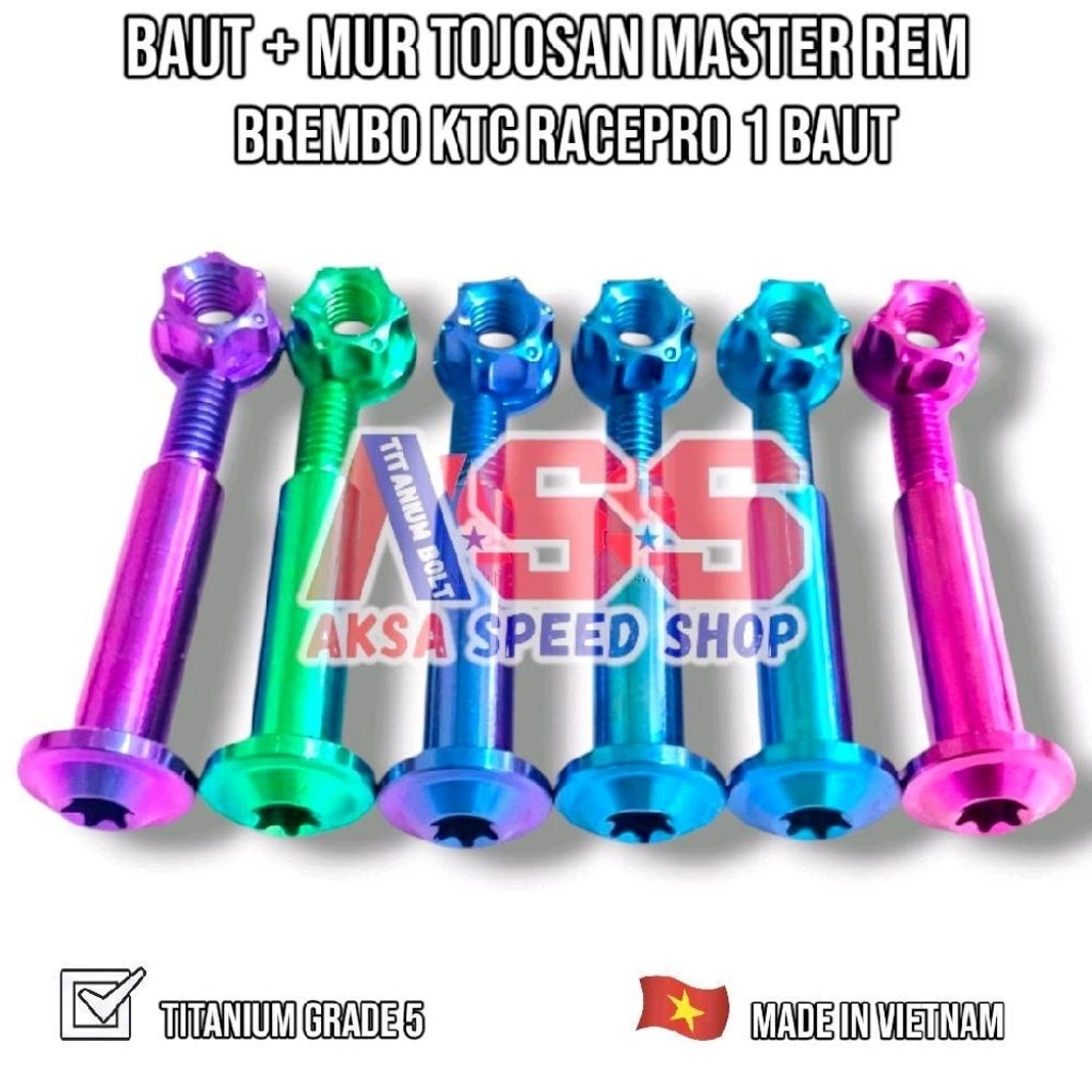 Baut plus mur tojosan master rem ktc brembo racepro 1 baut titanium grade 5
