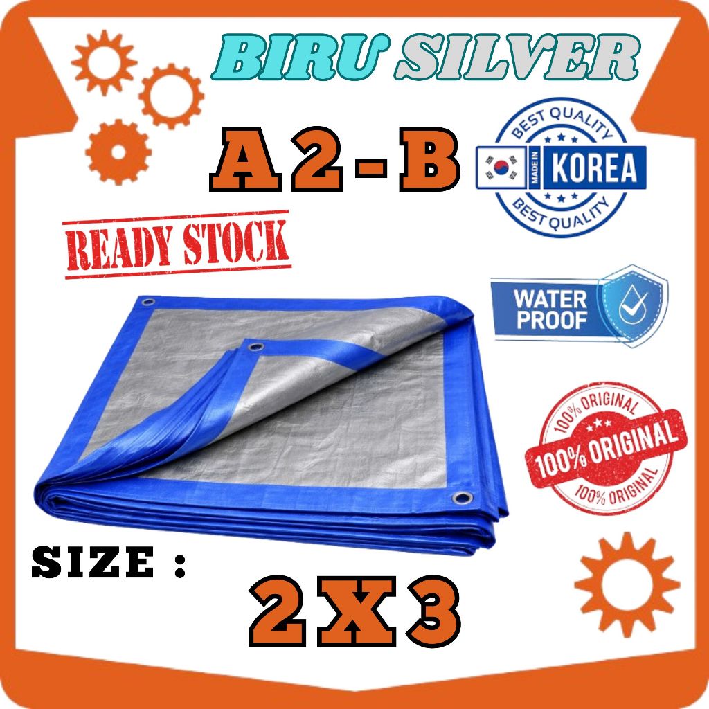 Terpal A2-B Biru Silver Korea Ukuran 2x3meter Waterproof Dan Antu UV