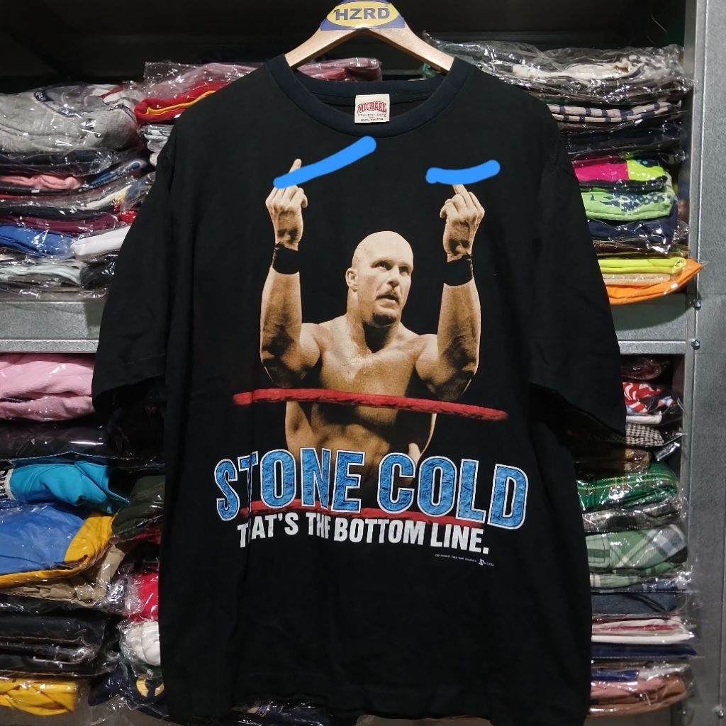 t-shirt kaos vintage wwe stone cold Steve Austin Michael tag XL