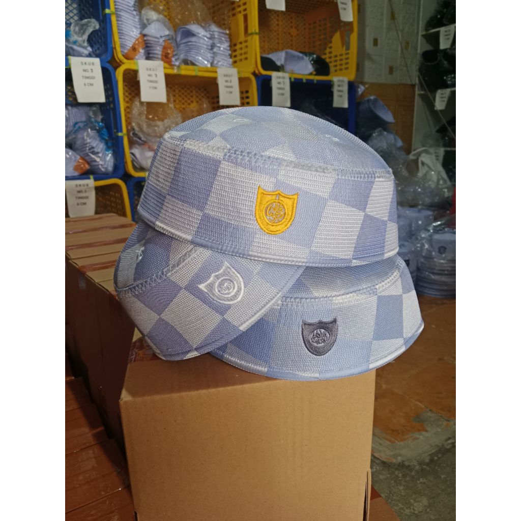 peci kopyah Malaysia motif a5 kain catur sutra 6 cm original produksi abdul Hamid SKU 23