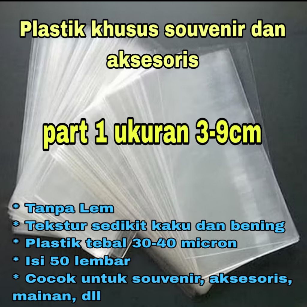 plastik opp kaca tebal 50pcs tanpa lem / plastik souvenir / plastik aksesoris / plastik opp tampa le