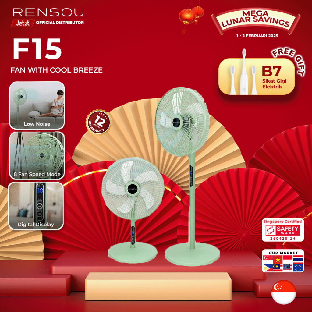RENSOU F15 Kipas Angin 2in1 Standing Fan Desk 16 Inch Penyejuk Ruangan Kipas Lantai Rumah Meja
