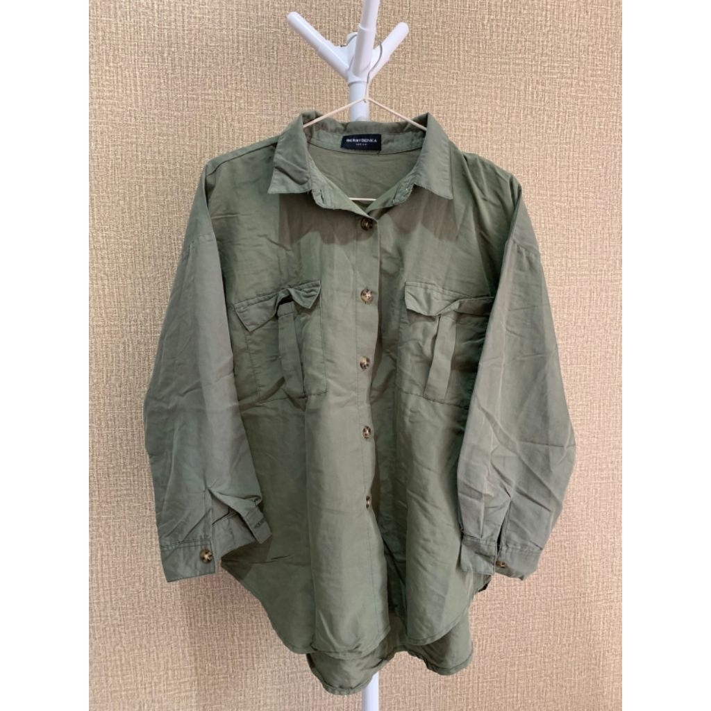 kemeja hijau army BERYBENKA - wanita