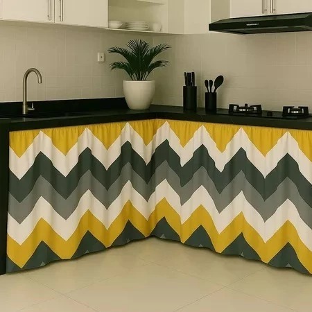 Gorden Kolong Dapur Minimalis Motif  Ombak Kuning/Gorden Kolong Dapur Karakter