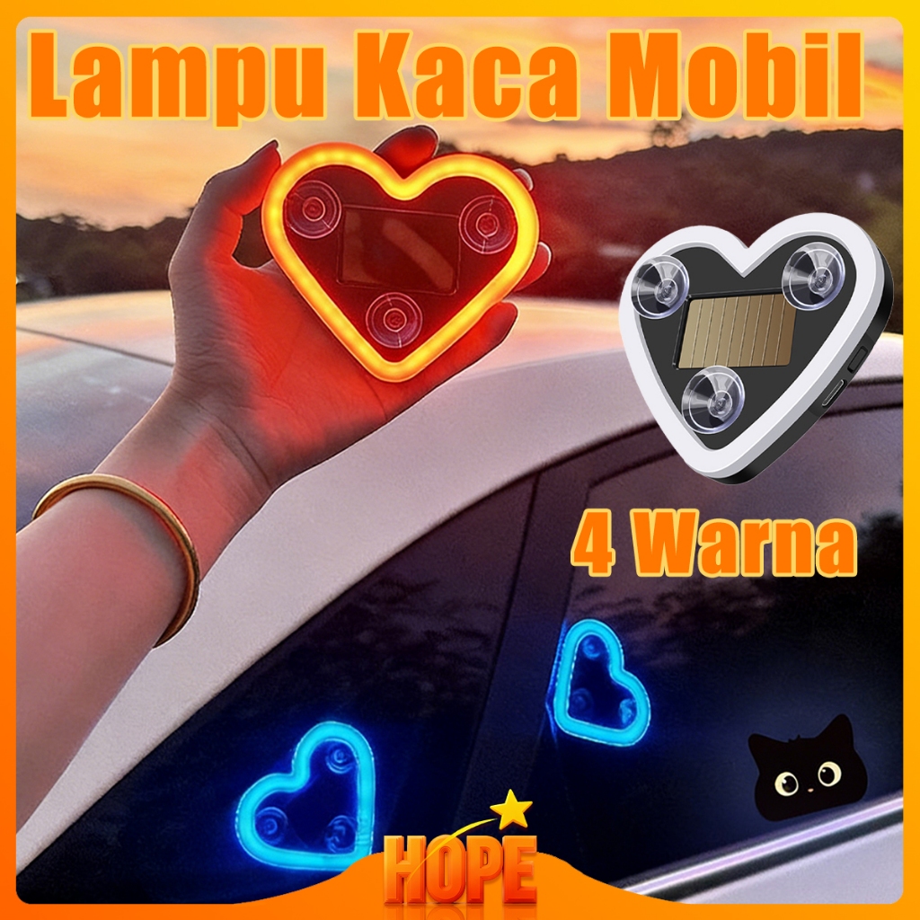 Lampu Kaca Mobil Led Kaca Mobil Lampu Neon Mobil Lampu Hati Mobil LED Atmosfer Merah Muda Solar USB 