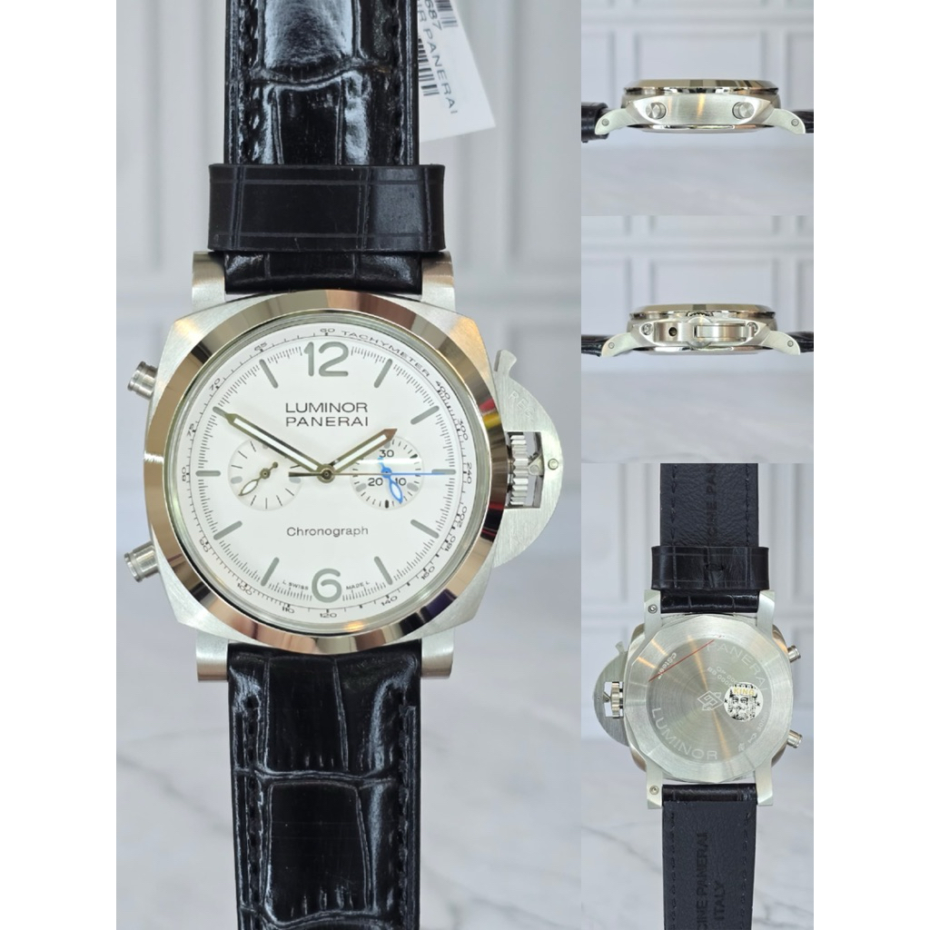 JAM TANGAN PRIA PANERAI LUMINOR CRONO PAM01218 WHITE DIAL