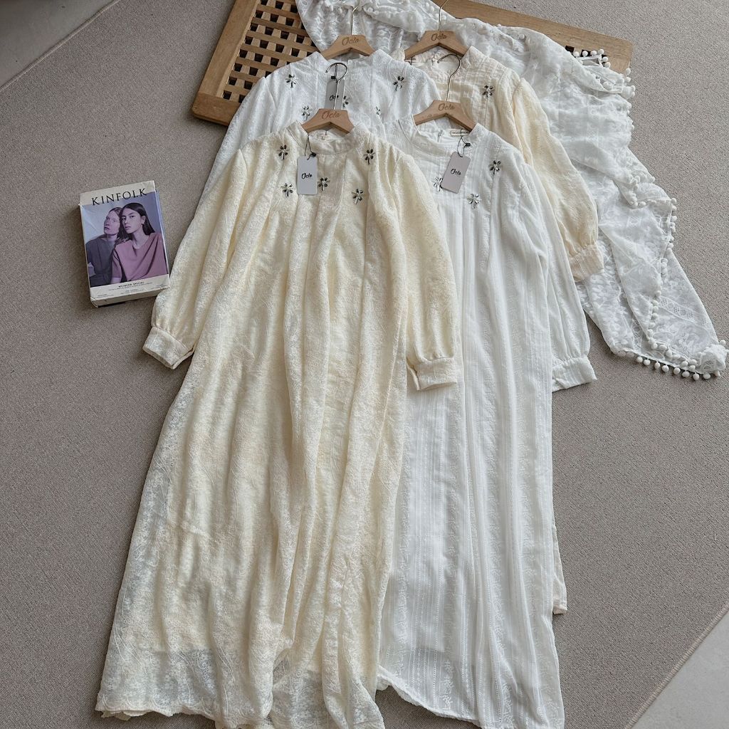 Oclo Thyra Dress Embroidery Tulle Bordir Premium Gaun Lebaran Stylish OCL02157