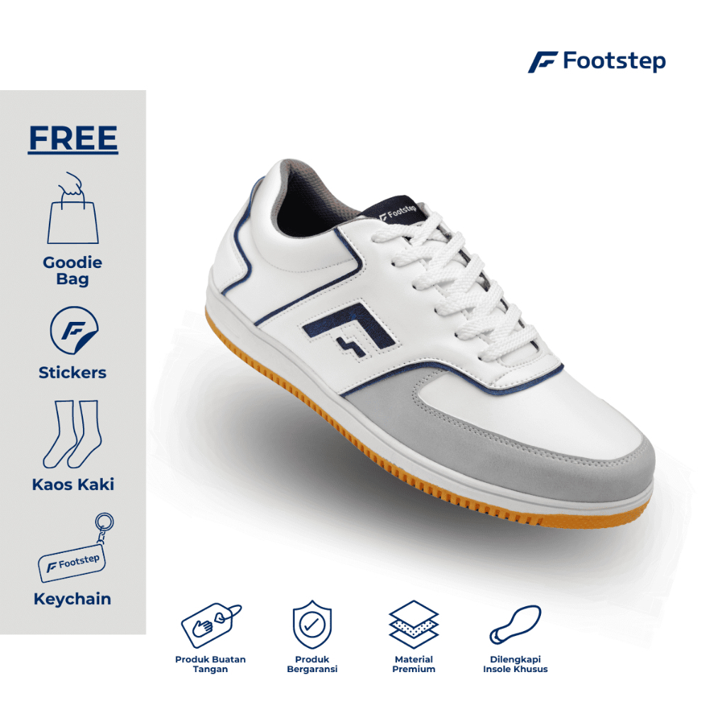 Preloved - Second Nego 42 - Footstep Footwear Sepatu Pria Sneakers Nova White Navy Original Shoes