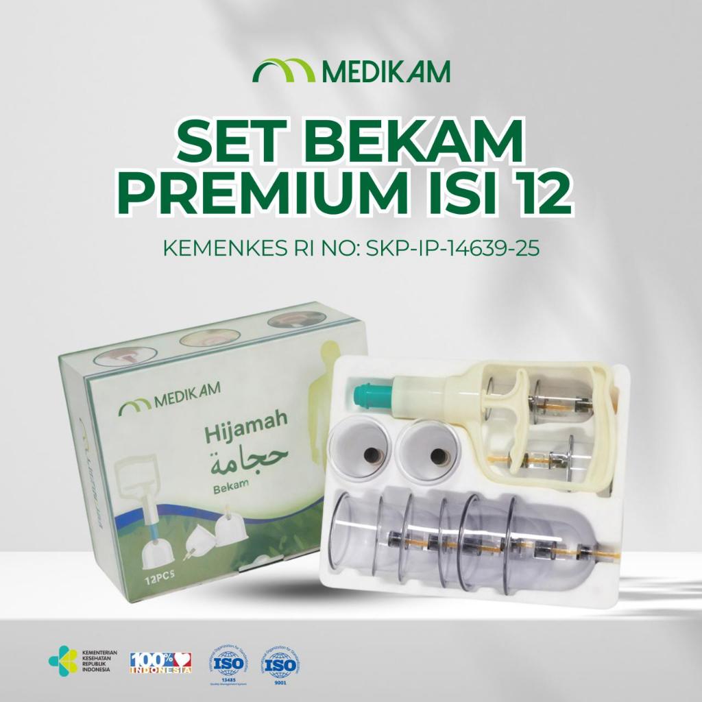 Medikam Hijamah Bekam Set (Isi 12 Kop)(Pamp Bekam) Hijamah Alat Kop Bekam Cupping
