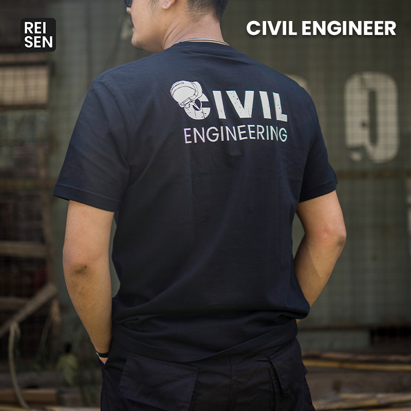 CIVIL ENGINEERING BLACK T-shirt Cotton Combed 24s Kasual dan berbahan tebal