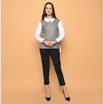 Preloved - Cammomile ukuran S - Hijau Botol, Navy dan Abu - Blouse Kemeja Wanita Atasan Fashion