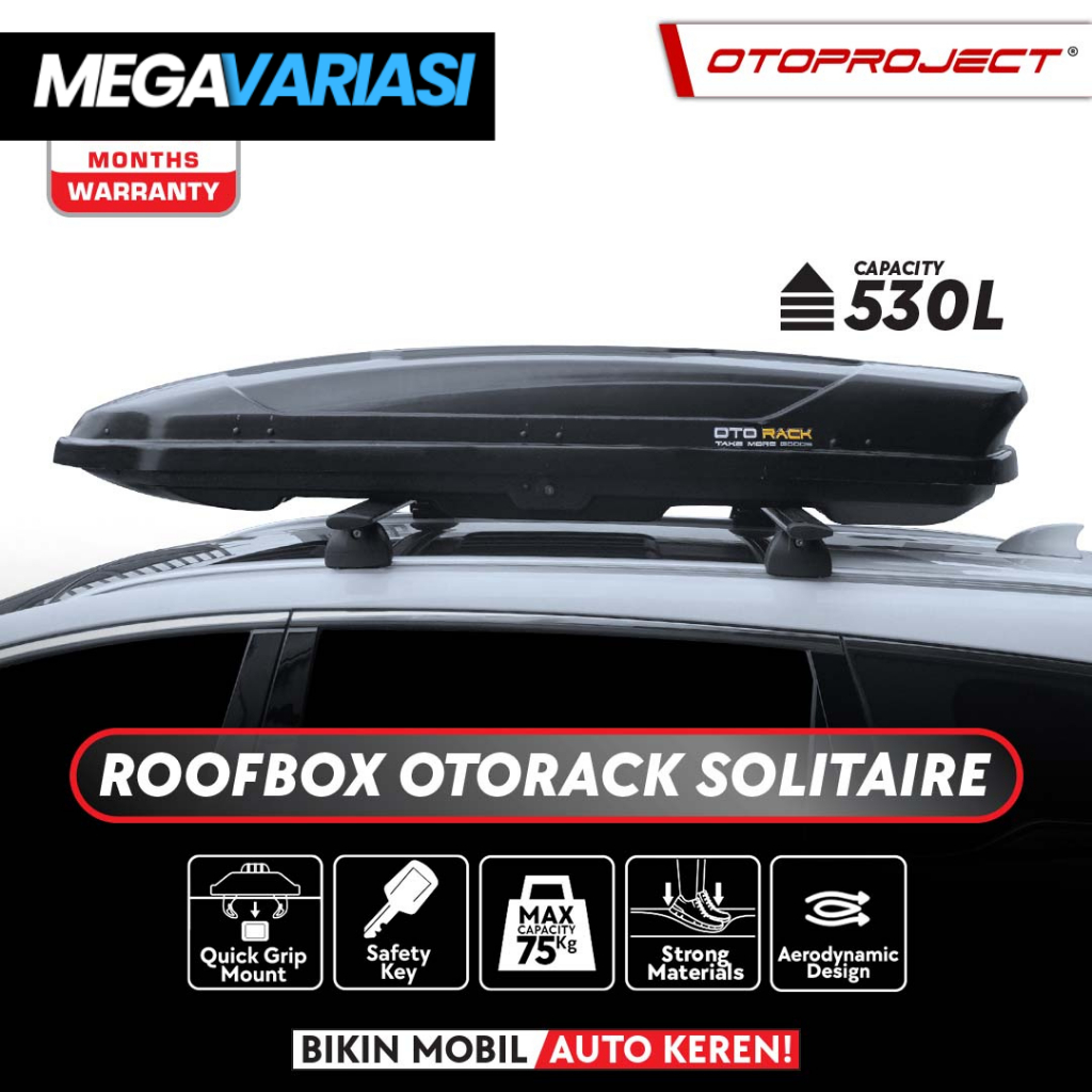 Otoproject Roof Box / Roofbox Otorack Solitaire Glossy White / Glossy Black | Box Bagasi Atas Mobil