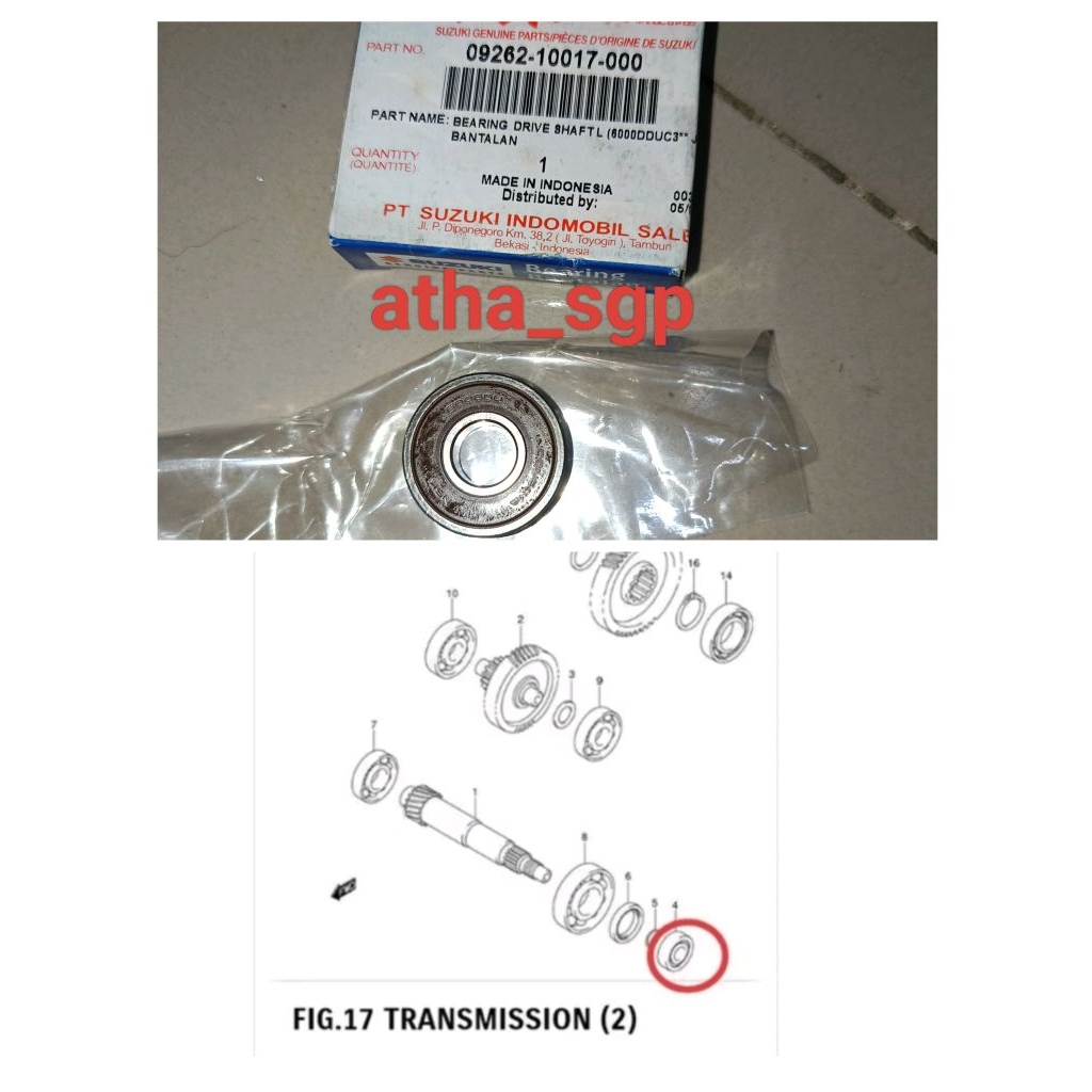 bearing laker cover bak cvt suzuki spin skydrive skywave hayate ori sgp