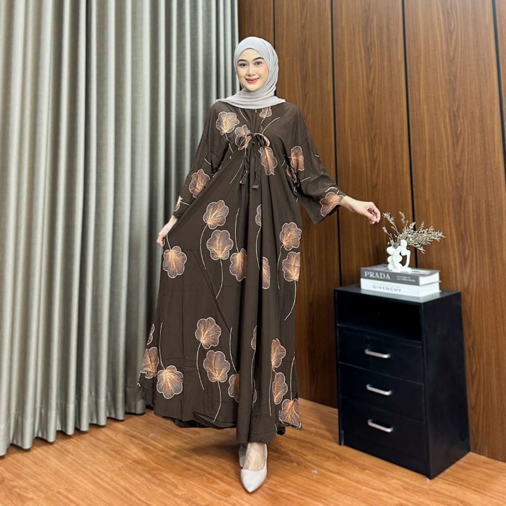 Kaftan Motif Rumi Gamis Abaya Dress Midi Daster Kaftan Wanita Kaftan Premium Kaftan Remaja Dewasa Ka