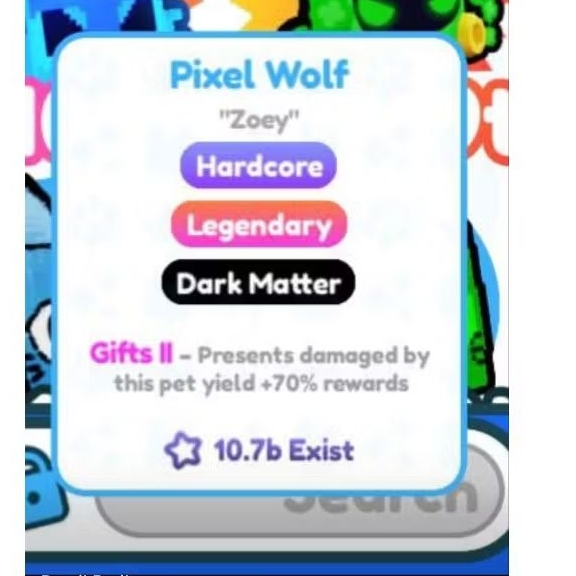Pet Pixel Wolf Dark Matter Hardcore Legendary (Glittering III)